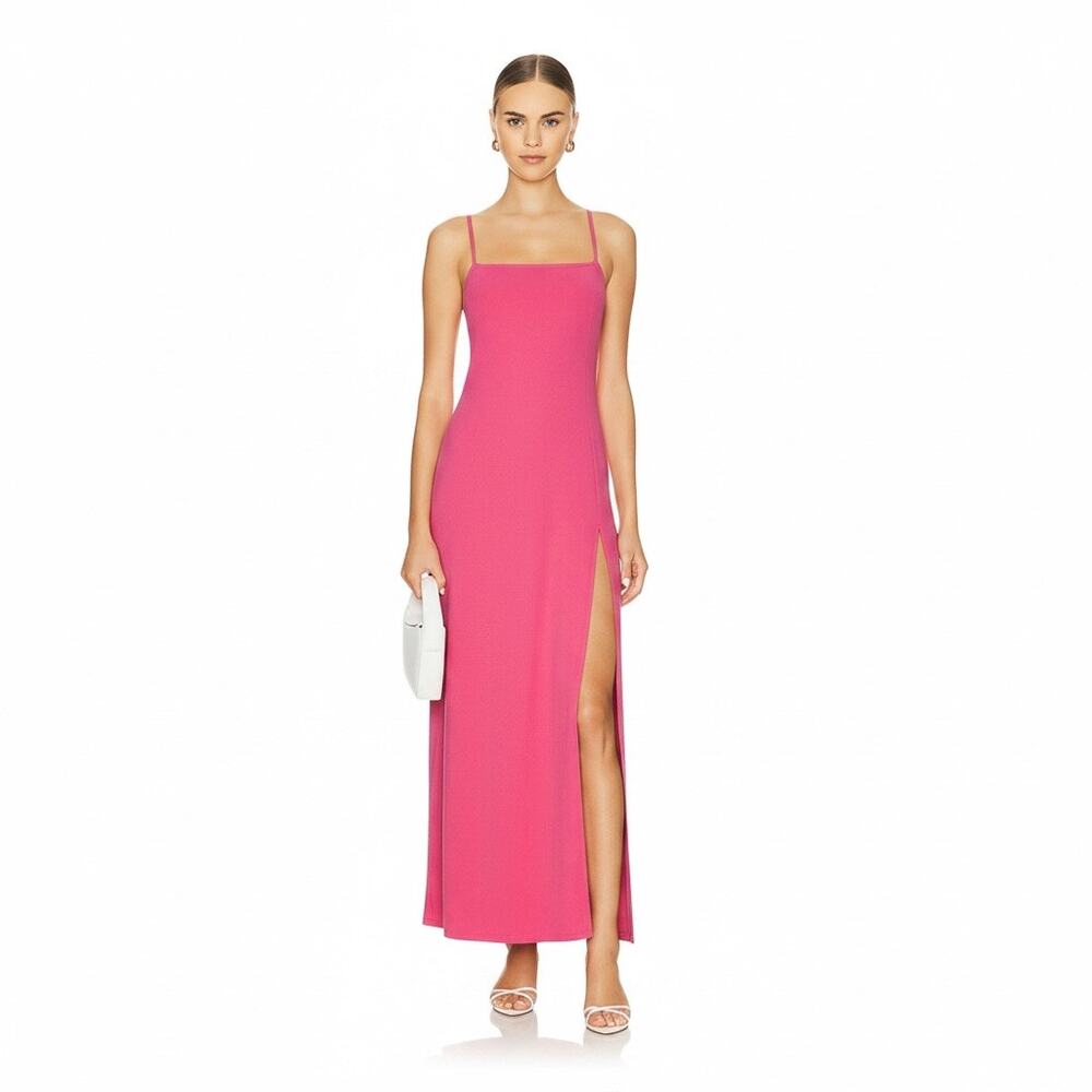 Susana Monaco Wide Strap Flare Slit Dress Size L Framboise New